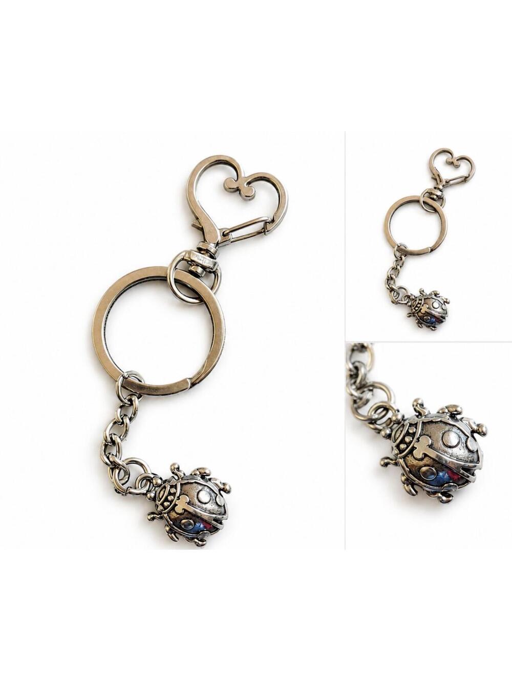 Ladybug Heart Keychain Silver Tone Bag Charm Gift - Picture 2 of 5